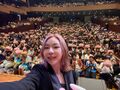 Sol Chin snaps a selfie with excited members of the audience who have just won an Angeling Mochi Plushy.